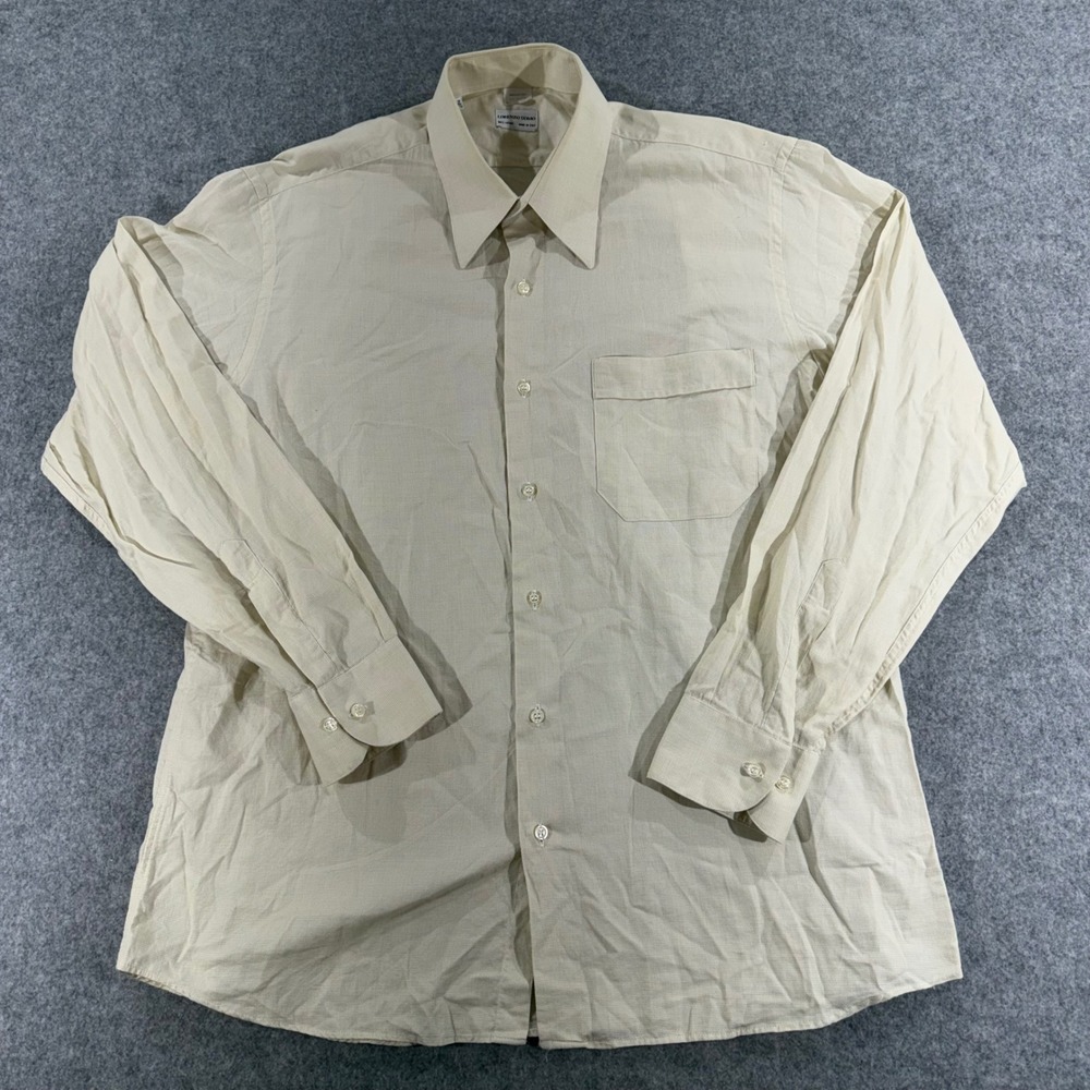 Lorenzo Uomo Mens Beige Cotton Long Sleeve Button Down Shirt Made in Italy 16.5